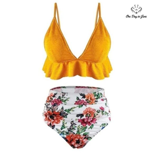 SS Queen Ruffle High Waist Bikini Swimsuit Size S - Picture 1 of 4